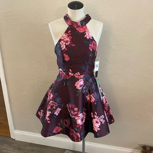NWT My Michelle Floral Halter Dress Homecoming/Formal Sz 1 juniors $119 - Picture 1 of 11